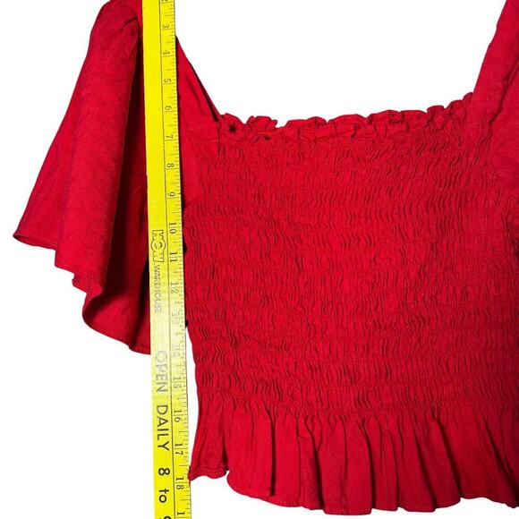 Lulus Your Sunshine Red Smocked Flutter Sleeve Top Sz XL Spring Summer Vacation - Picture 6 of 6